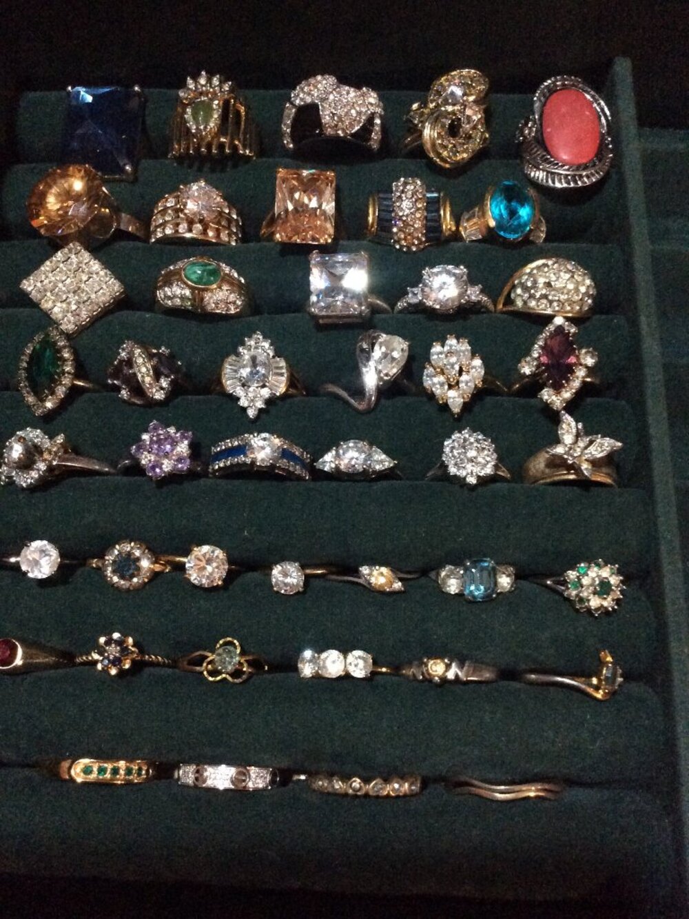 Mixed Lot of 44 Small to Large Vintage Costume Fashion Rings Lot #2